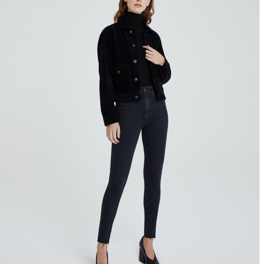 Black AG The Mila Skinny Ankle Raw Hem Jeans